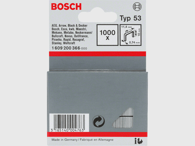 Hovedbilde Bosch Stift Type 53 11,4x0,74x10mm 1000stk