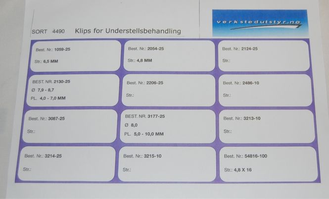 Hovedbilde Sortimentsboks 4490 Klips for understellsbehandling