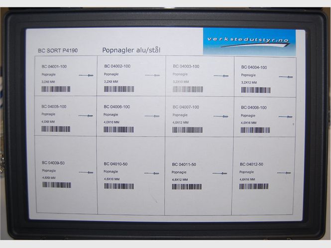 Hovedbilde Sortimentsboks 4190 Popnagler / Blindnagler alu/stål 910 stk