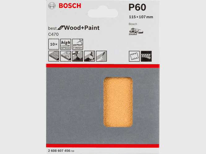 Hovedbilde Bosch slipepapir borrelås RW 115x107mm K60 10stk